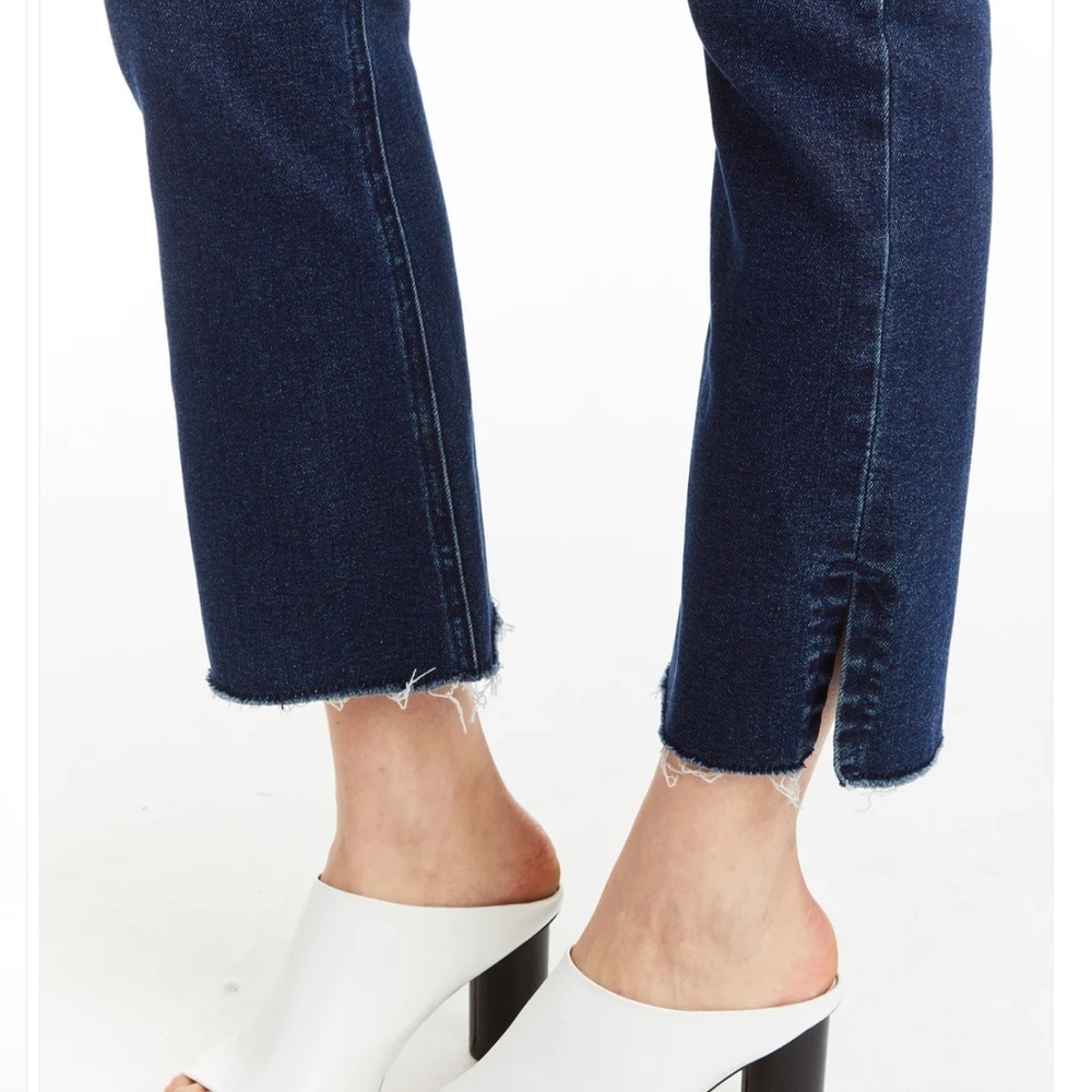 Tractr High Rise Ankle Crop Flare with Side Slit Fray Hem - Picture 6 of 12
